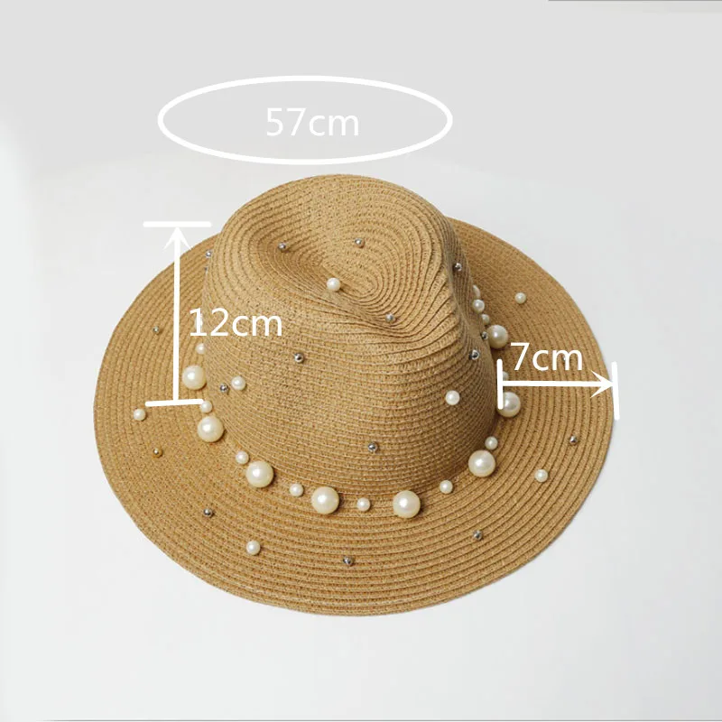 Ymsaid/Новинка года; летняя соломенная шляпа в британском стиле с жемчугом и бисером; затенение от солнца; женская пляжная шляпа