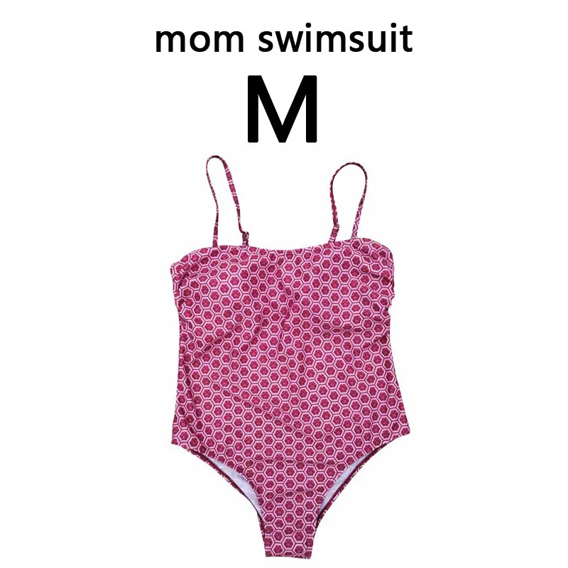 Семейная одежда для купания, одинаковый пляжный купальный костюм для мамы и дочки, цельный купальный костюм для женщин и девочек, плавки для папы и сына, пляжная одежда с принтом - Цвет: mom M