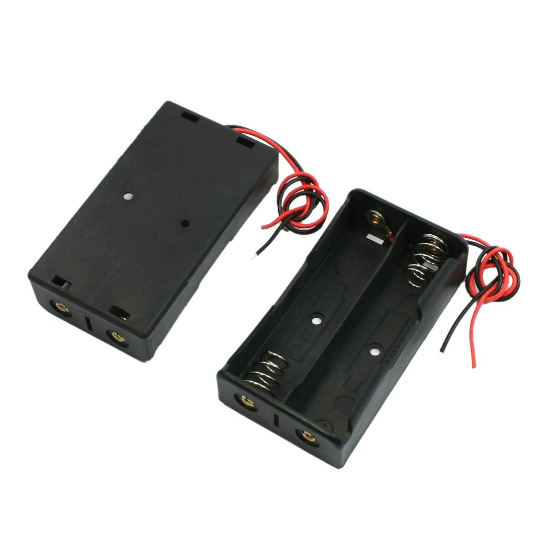 2pcs Black 2 x 18650 3.7V Battery Holder Case Box w Wire Leadsin