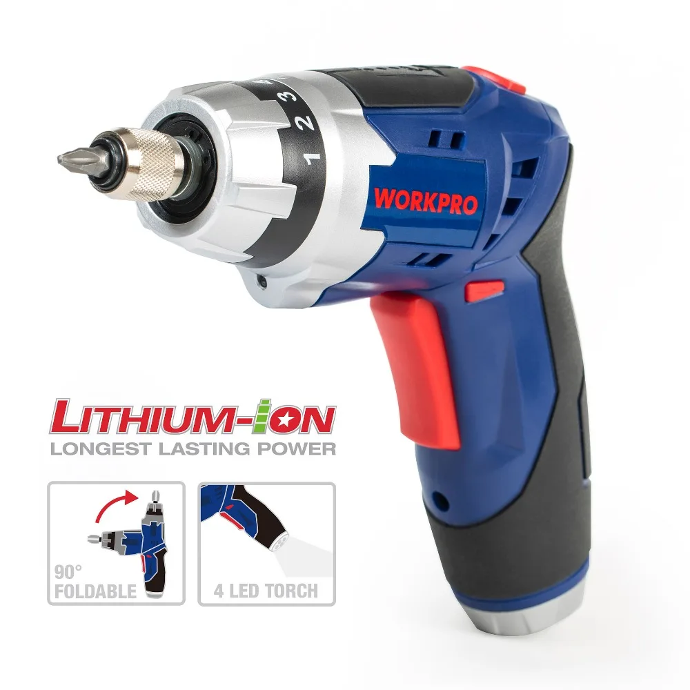 WORKPRO 3.6V Cordless Screwdriver with Work Light Lithium Battery