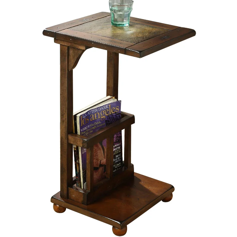

New wood sofa side table with Stone tea table telephone table square bedside table Magazine rack living room futniture