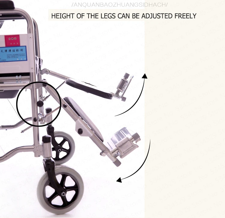15%, Сверхлегкий складной тележка, лежащая на плоской/откидывающейся инвалидной коляске, оксфордская ткань, ПУ с горшочным отверстием для инвалидов