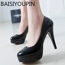 Женские пикантные туфли на высоком каблуке; женские тонкие туфли из лакированной кожи; свадебные туфли с закрытым носком на тонком каблуке без застежки; цвет черный, красный