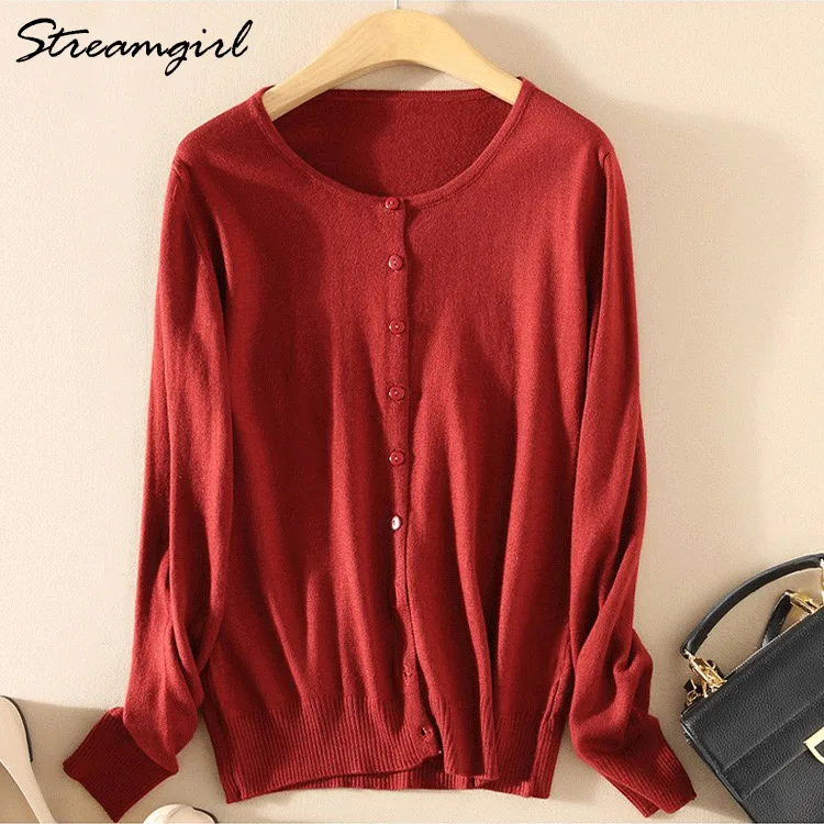 Knitted Cardigan Women Cashmere Wool Female Cardigans Short Black Cardigan Plus Size Cardigans Big Size Women Tops Spring - Цвет: Wine red