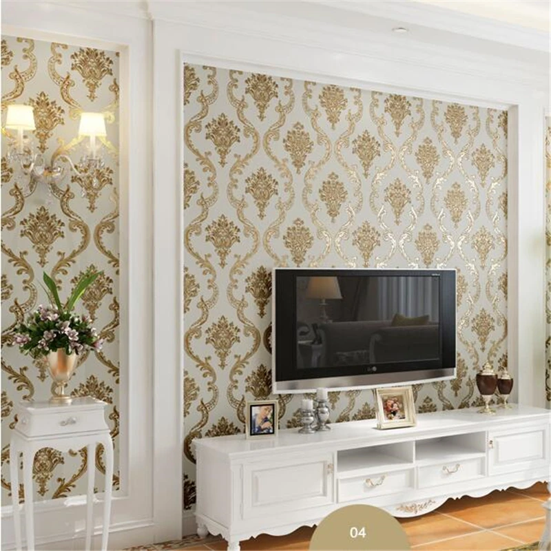 

Beibehang papel de parede European style Damascus wallpaper nonwovens wallpaper living room 3D TV background wallpaper