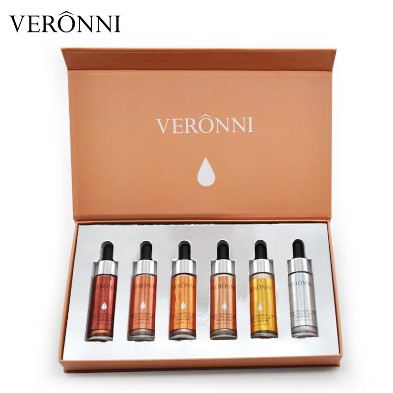

VERONNI 6pcs/set Highlighter Liquid Makeup Set Contouring Face Brighten Base Primer Shimmer Contour Bronzer Cream Concealer