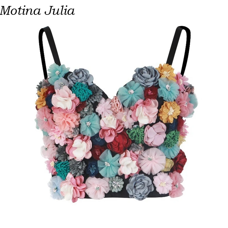 Motina Julia/цветочный сексуальный короткий топ на бретелях, женские летние элегантные вечерние пляжные майки, женские повседневные шикарные топы