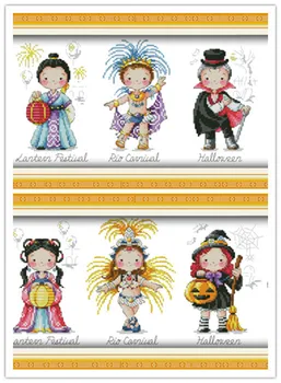 

NEW World festival-Boy or girl Diy Needlework DMC Free Print Cross Stitch Kits for Embroidery Knitting Needles Crafts hobby