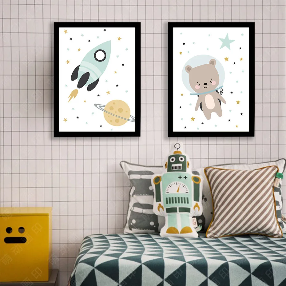 Rocker Planet Bear Canvas Art Painting  (1)