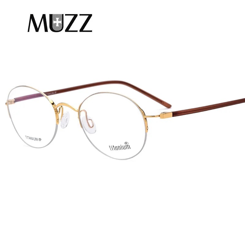 

Pure Titanium Glasses Frame Ultralight Women Semi-Rimless Prescription Eyeglasses Myopia Spectacles Men's Half Optical Frames