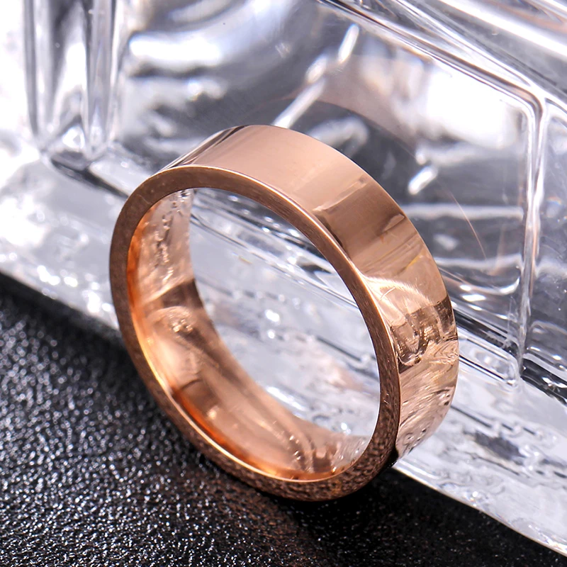 6 мм розовое золото 316 титановое кольцо из нержавеющей стали для мужчин и женщин