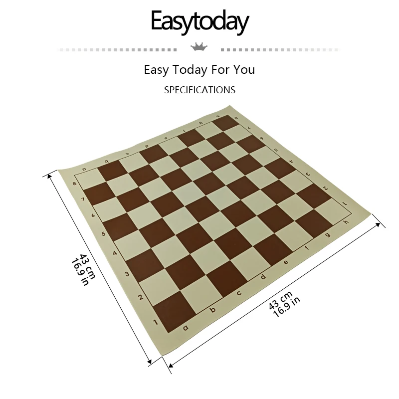 Easytoday Chess Board Games Synthetic Leather Chess Accessories One Side Chessboard International Standard Board