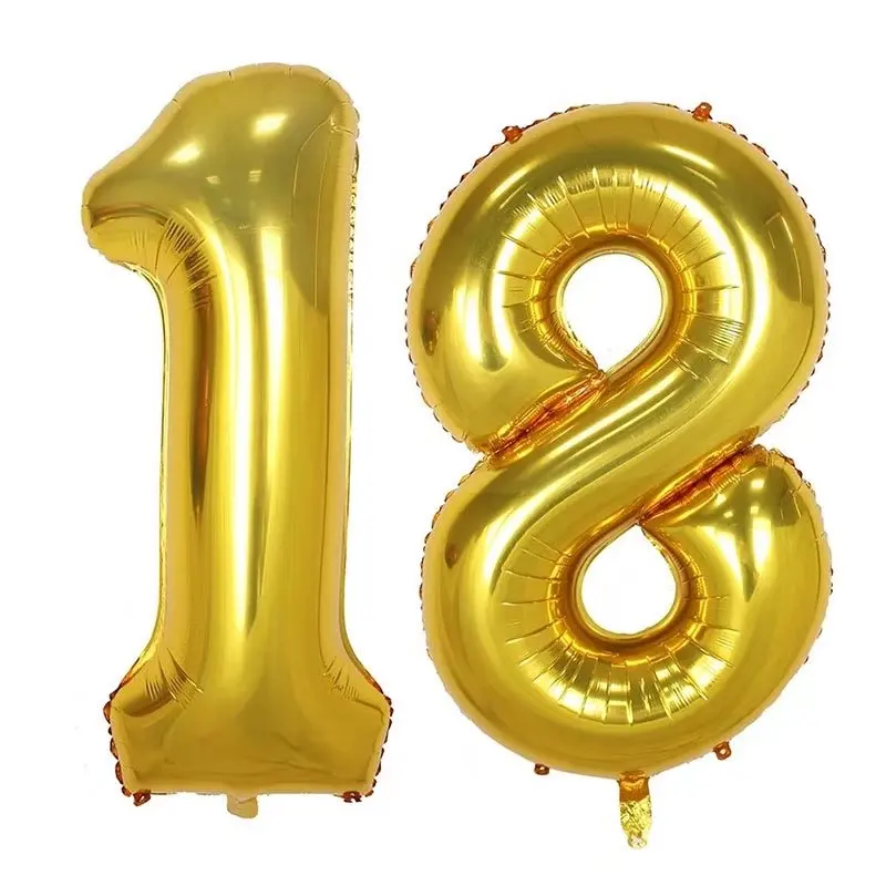 2 шт./компл. 18 лет Номер Фольга воздушные шары цифры шарики для День Рождения вечерние Свадебный декор гелиевые шары для праздника вечерние домашних животных 40 дюймов - Цвет: gold