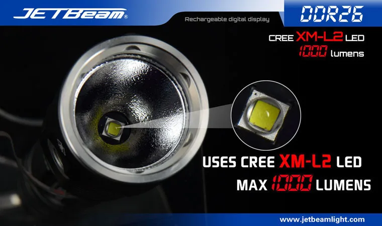 Фонарик DDR26 Cree XM-L2 светодиодный 1000 Люмен аккумуляторная цифровая фонарик с дисплеем совместим с 18650 батарея