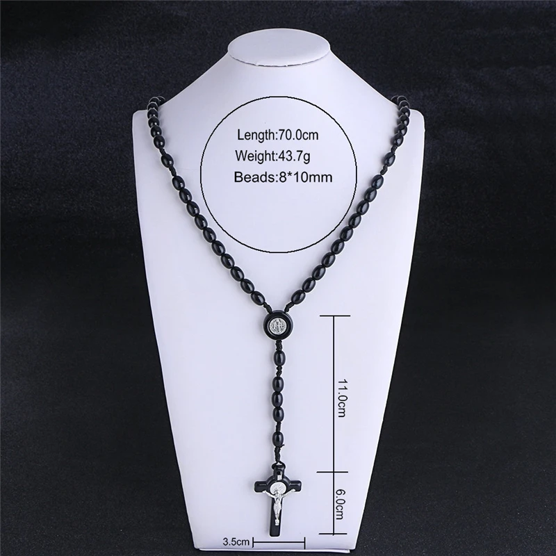 Komi Rosary Beads JESUS Coin Cross Pendant Necklace for Women Girls Catholic Religious Jewelry Holy Rosaries Necklaces R-026