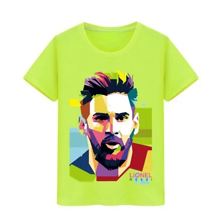 Месси футболка Барселона Дети футболки месси Для мальчиков и девочек натуральный хлопок футболки Аргентина Джерси для детей-поклонников футболки для девочек - Цвет: Флуоресцентный зеленый