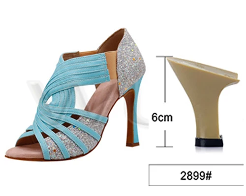 Латинские танцевальные туфли женские широкие с синий розовый зеленый флуоресцентный PU ткань для вспышки сальса танцевальные Бальные Танцевальные Туфли - Цвет: Blue heel 6cm