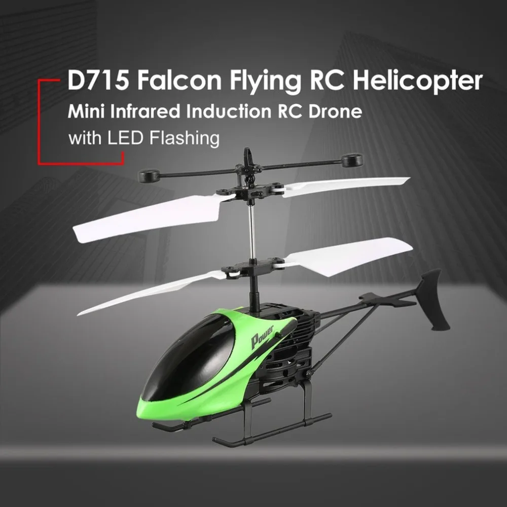D715 Falcon Flying Mini RC Helicopter Infrared Induction RC Drone with LED Flashing USB Remote Control Helicopter