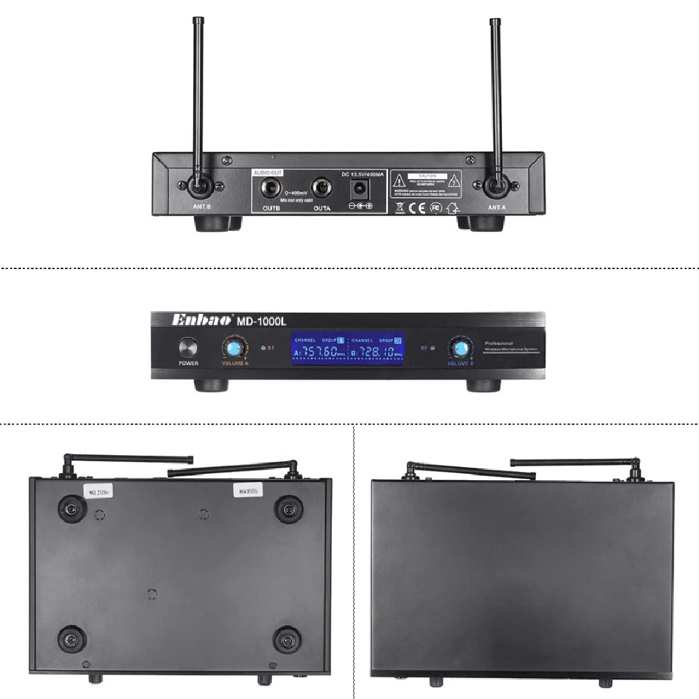 2-channnel ручной Беспроводной UHF микрофон MIC Системы 2 Микрофоны 1 приемник ЖК-дисплей Дисплей с аудио кабель Адаптеры питания