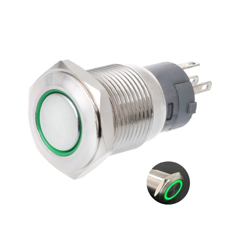 16mm LED illuminated Metal Momentary Push Button Switch 12V 3A IP65