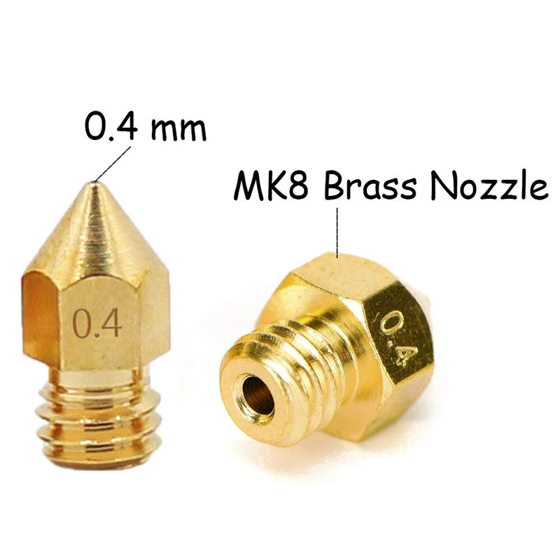 MK8 Nozzle 0.4mm 0.3mm 0.2mm 0.5mm Copper 3D Printers Parts Extruder Threaded 1.75mm 3.0mm Filament Head Brass Nozzles Part