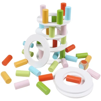 

Colorful Wooden Block Toys Building Balance Accumulation Block Children Learning Education Balance Training Toy For Children
