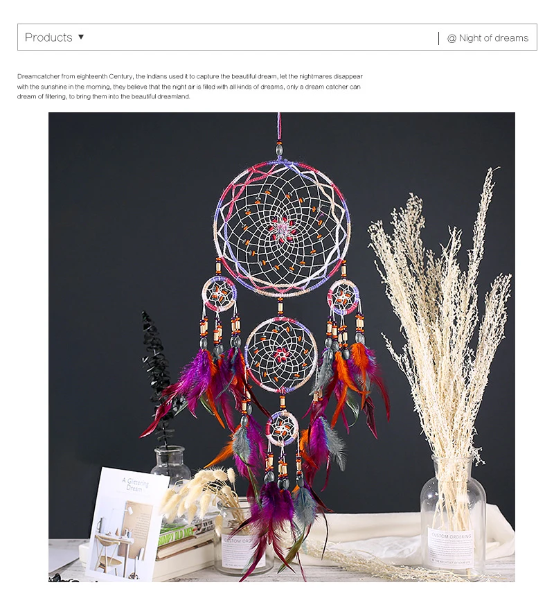 NEW Creative all handmade five-ring dream catcher pendant living room bedroom decoration wall hanging beautiful Hanging ornament