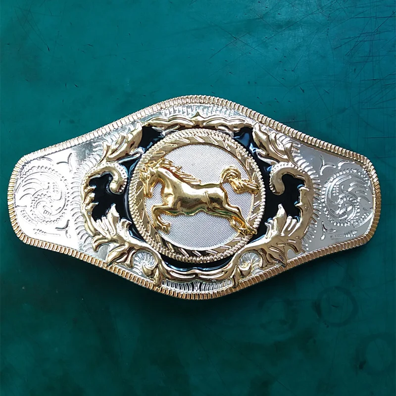 NEW HORSE HEAD SILVER GOLD FARM WESTERN COWBOY RODEO BELT BUCKLE