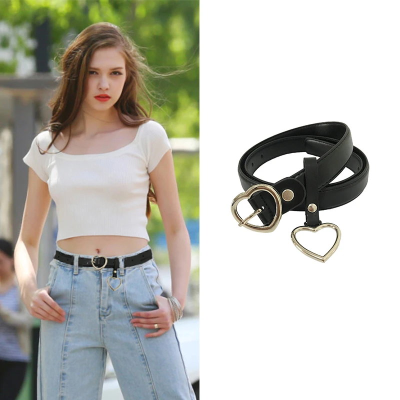 Seabigtoo heart belts female metal buckle belts for women jeans belts