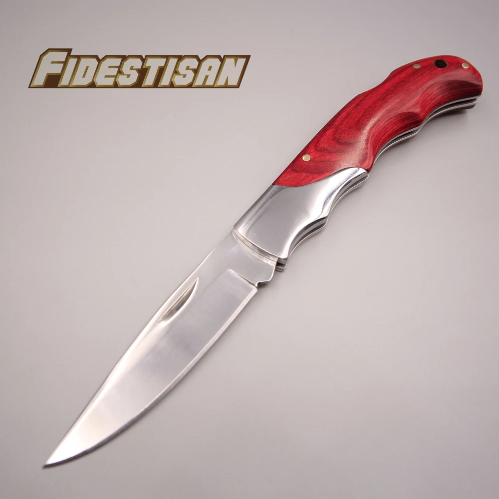 

folding pocket small knife mirror mini stainless steel sharp cutting japanese tool survival tactical mahogany handle sharp knife