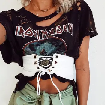 

Fashion Womens Adjustable Lace Up Belt Extra Wide Corset Tie High Waist Elastic Slim Abdominal Shaping Belt Cummerbunds