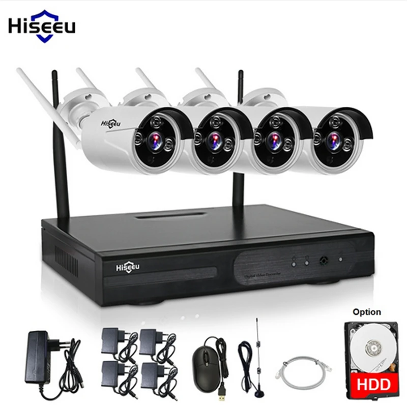 

hiseeu 4CH 1080P Wireless NVR Kit CCTV System IR-CUT Bullet CCTV Camera 2.0MP IP Camera Video Security System Surveillance Kits