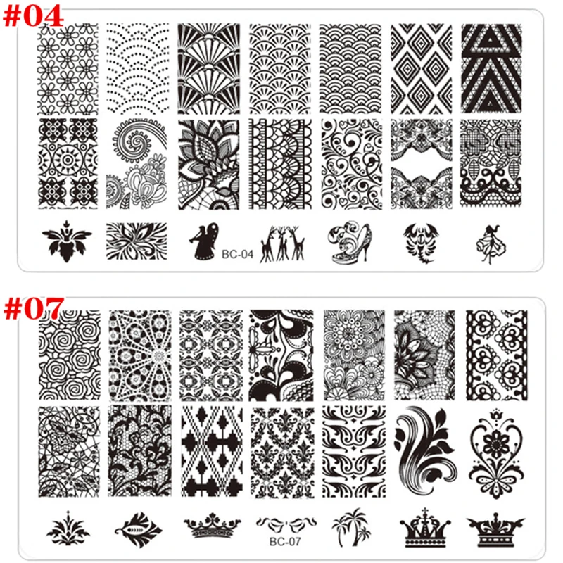 2 шт./компл. из нержавеющей стали дизайн ногтей DIY Маникюрный Шаблон трафарет Инструменты кружева цветок бабочка стиль штамп шаблон для штамповки