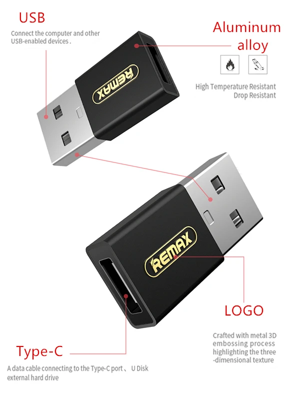 Remax USB 3,0 для Тип usb-c usb C QC 3,0 адаптер 5В 3A OTG адаптер для зарядки и передачи данных конвертер для samsung/xiaomi macbook