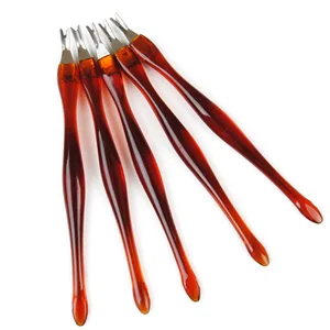 5 шт. Нержавеющая сталь кутикулы Pusher ногтей Декоративная Вилка Маникюр Инструмент для обивки мертвой кожи вилка кусачки для маникюра инструмент для удаления кутикулы Remover - изображение