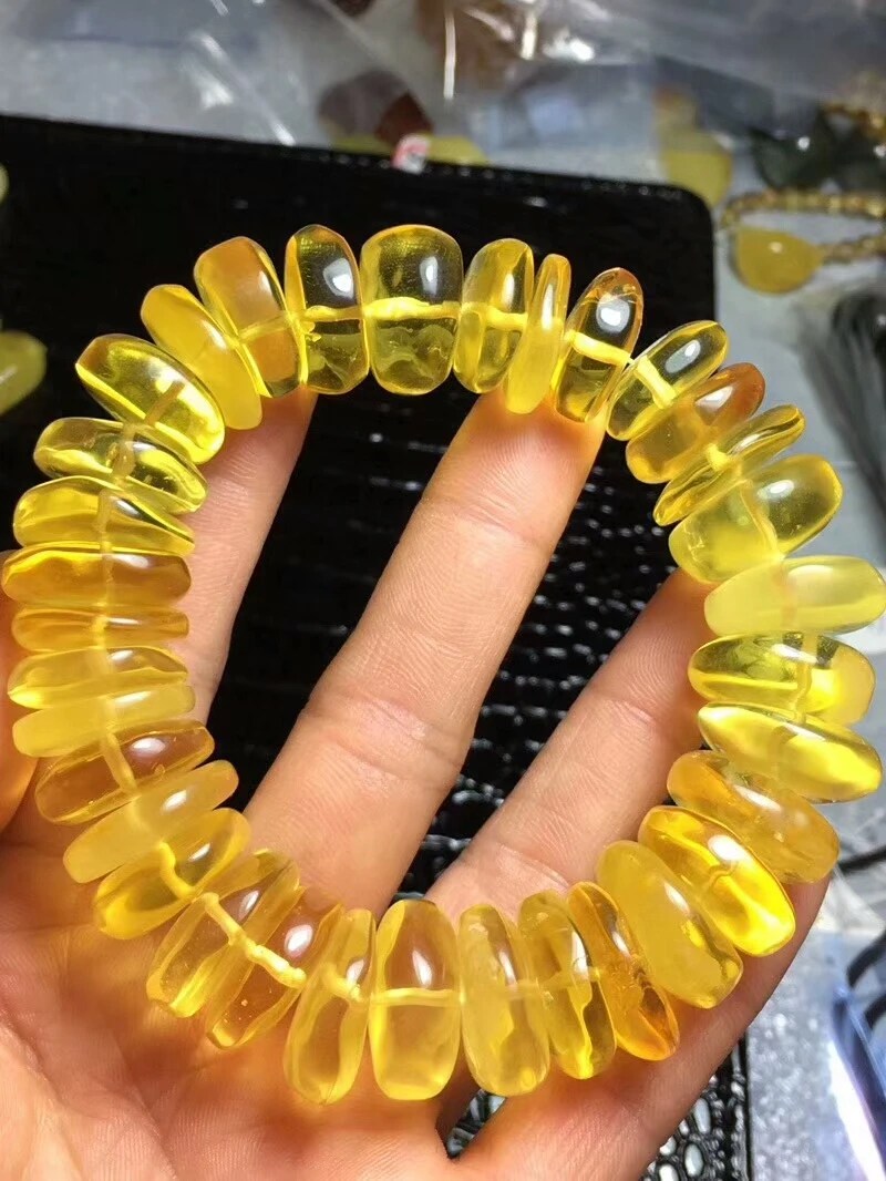Certificate Natural Yellow Amber Gemstone 20mm Round Marquise Beads Bracelets Healing Stone For Woman Man Gift Certificate AAAA (5)