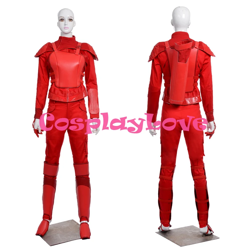 

New Custom Made High Quality America Movie The Hunger Games Part 2 Katniss Everdeen Red Cosplay Costume For Halloween Christmas