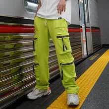 Мужской осенний Модный комбинезон со множеством карманов, свободный комплект, уличные штаны, сценические костюмы для хип-хопа