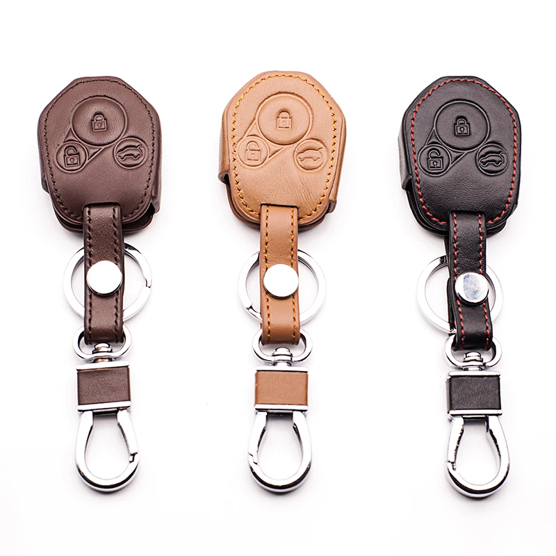 

100% leather car key cover for Subaru 2013 2014 Forester Inland SUBARU XV Legacy 3 button Keyboard cover car keys accessories