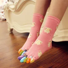 3 пары детских хлопковых утепленных колготок на Для женщин хлопок пять пальцев носки для девочек с изображением героев мультфильмов, для середины трубки 5 носок оригинальная обувь на резиновой подошве для маленьких детей; носки раздельные пальцы