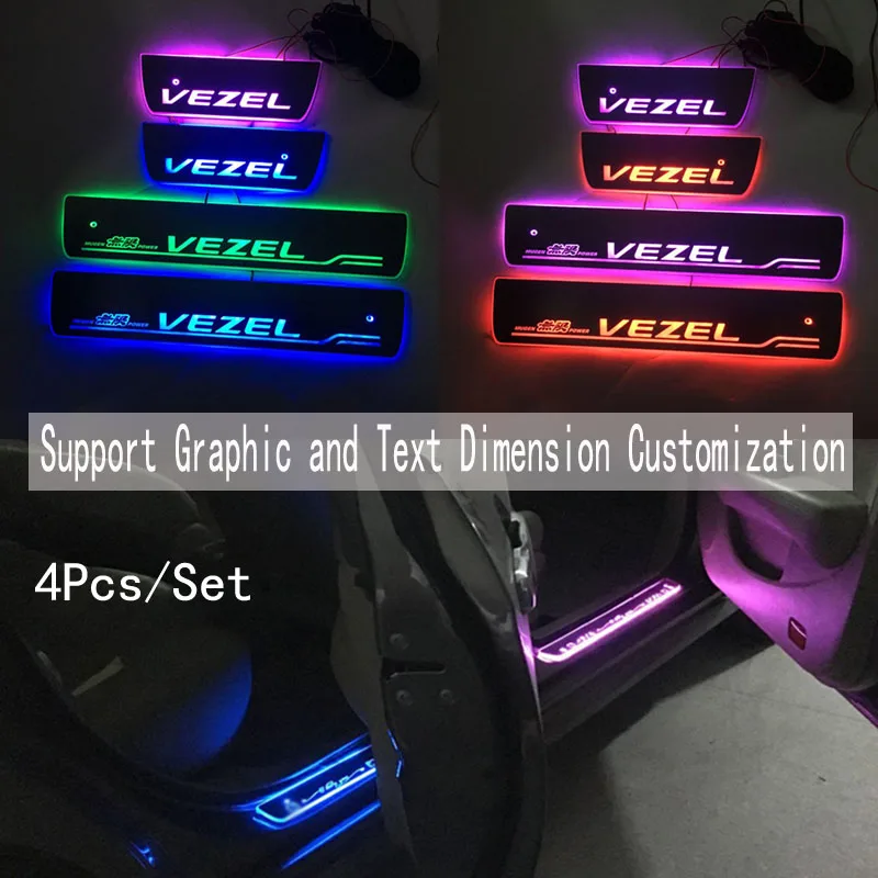 

4pcs/set/Applicable to Honda Streaming colour LED Lamp Door sills Welcome Pedal/Dynamic Lighting Vehicle Threshold For VEZEL