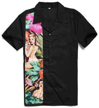 

Hot Sale Camisa Social Masculina Hawaiian Nude Girl Printing Panel Rocknroll Casual XXL Size Charley Harper Inspired Men Shirts