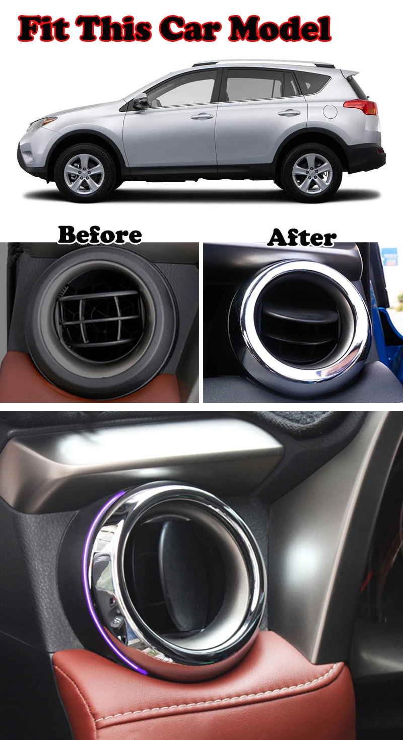 Для Toyota RAV4 2013 хромированная приборная панель передняя сторона кондиционер вентиляционное отверстие крышка отделка гарнир литье