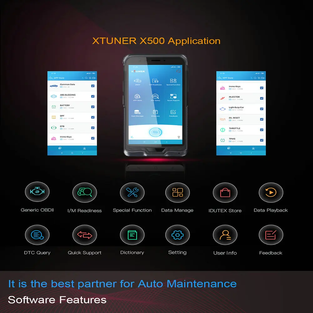Автомобильный сканер xтюнер X500 OBDII Bluetooth Android для BMS ABS EPB TPMS DPF Сброс масляного