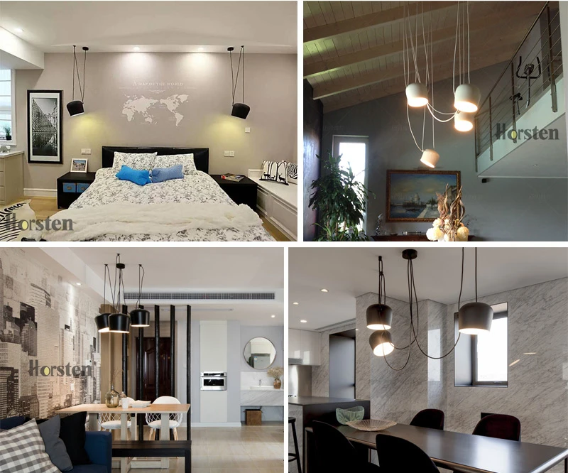 Horsten Nordic Art Decoration DIY Pendant Lights Black White Creative Aluminum Pendant Lamp For Dining Living Room Restaurant Bar (8)