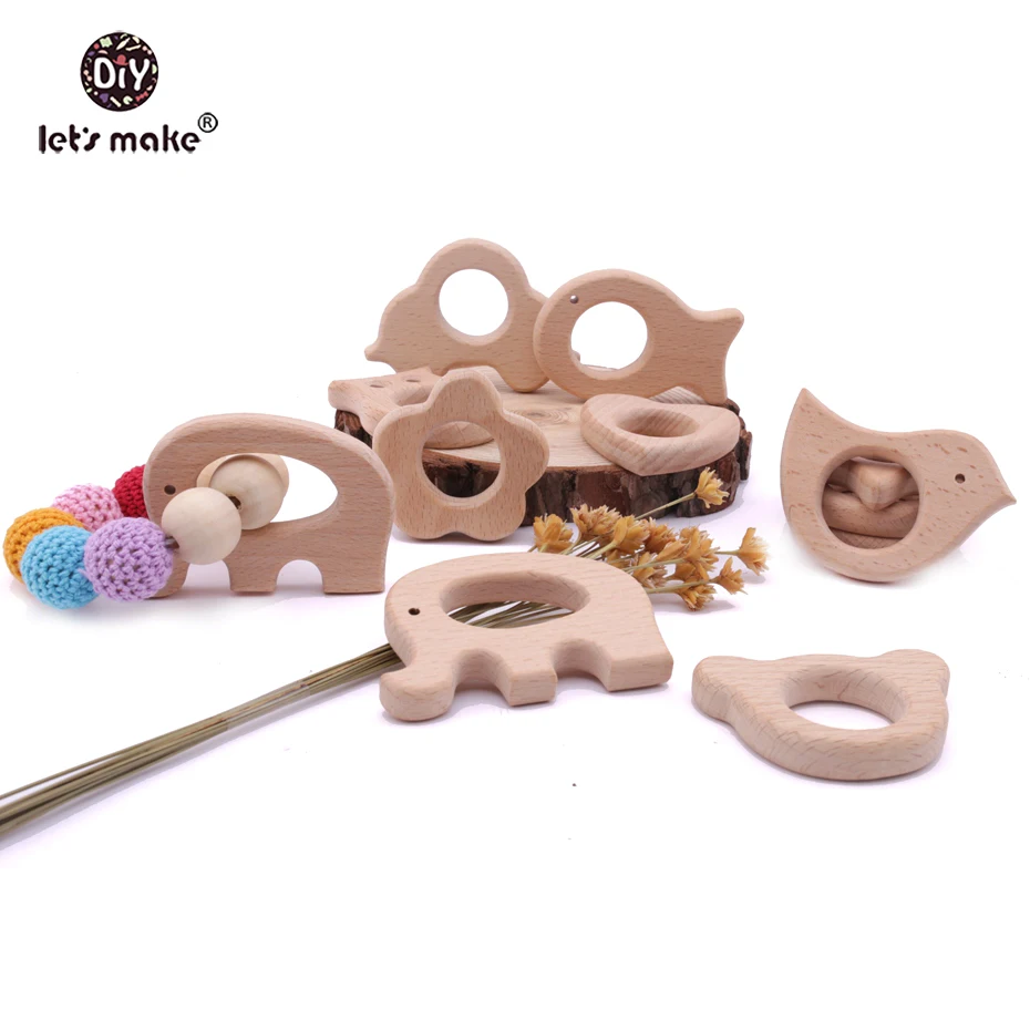 

Let's Make 20pc/lot Wooden Teethers Handmade Teethers Wooden Fish Bird Wooden Teethers Set