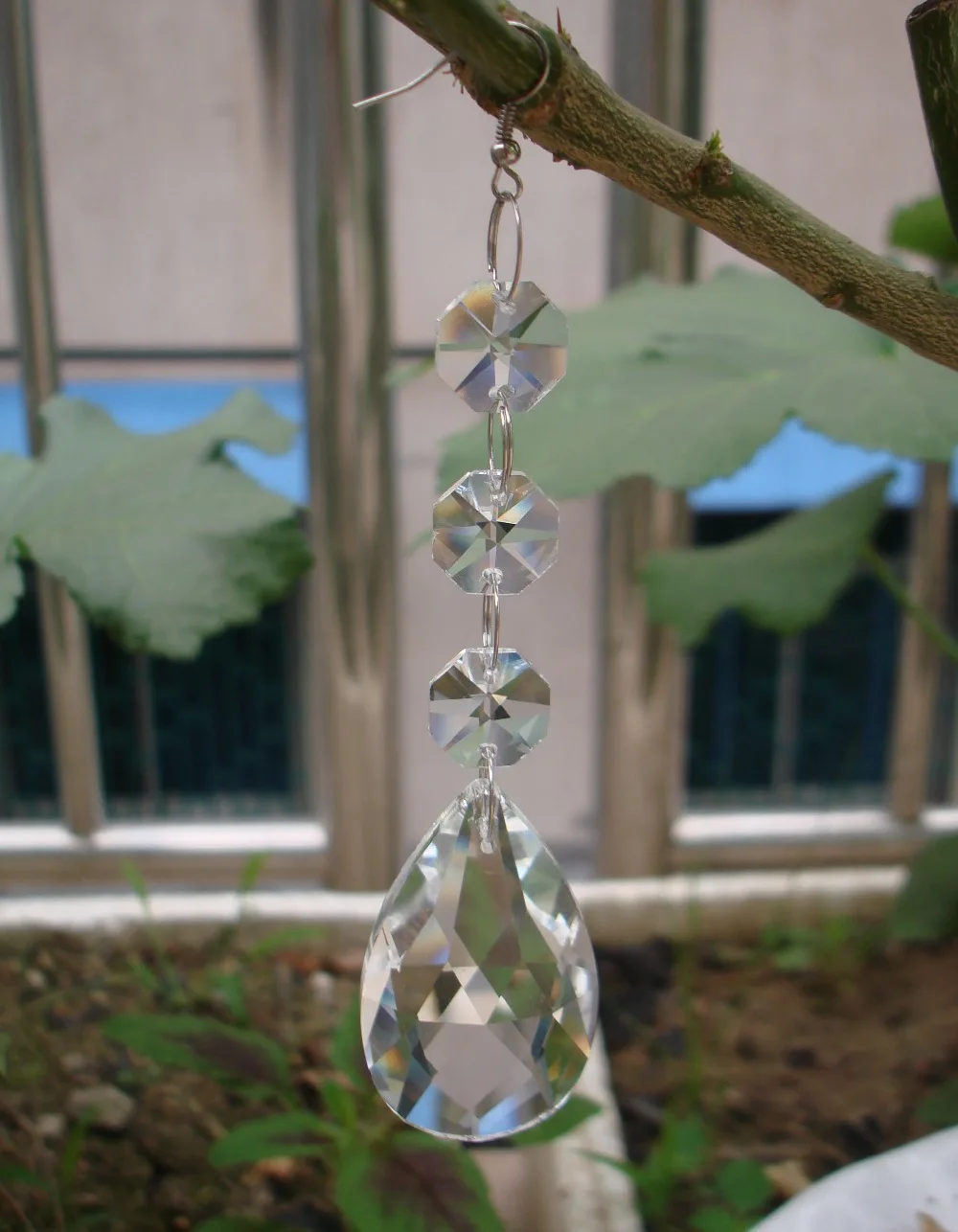

20 pieces/lot, 5 inches Hanging Crystal Glass Wedding Garland strand with Pendant 14 mm Octagon Beads + angle tearPendant