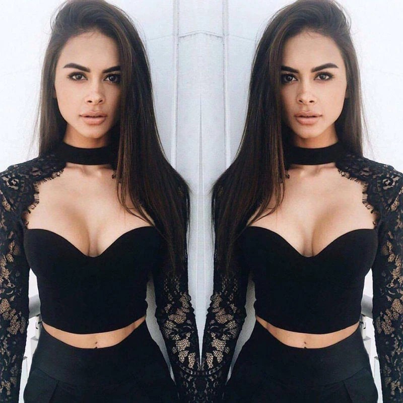 long sleeve bralette tops