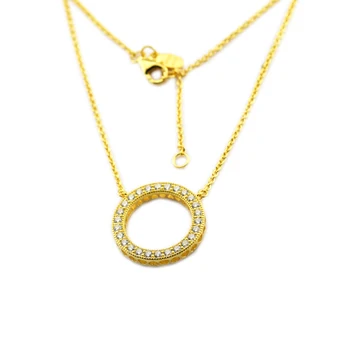 

Circle Necklace 925 Sterling Silver Cubic Zirconia Pendant Necklaces Women DIY Jewelry Accessories mujer Free Shipping