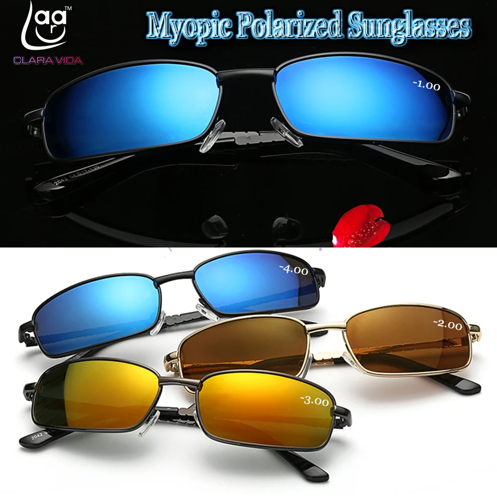 

2019 New Oculos Masculino Colorful Polarized Myopic Sunglasses Sun Glasses Custom Made Myopia Minus Prescription Lens -1 To -6